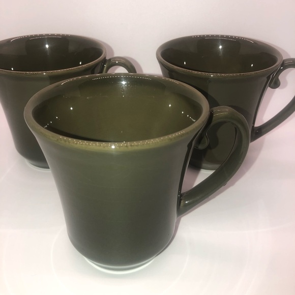 Williams Sonoma Coffee Mugs Made In Portugal Set Of 3 Olive Green - Picture 2 of 9